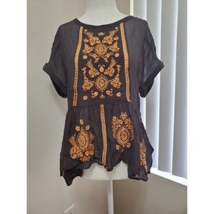 Anthropologie Embroidered and Beaded Top